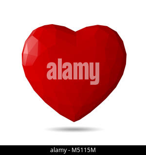 Low poly valentine heart on white background Stock Photo