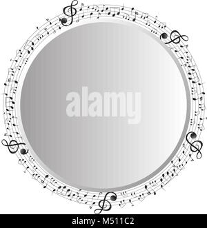Frame template with music notes in circle illustration Stock Vector