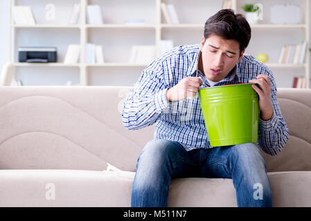 Man suffering from sick stomach and vomiting Stock Photo