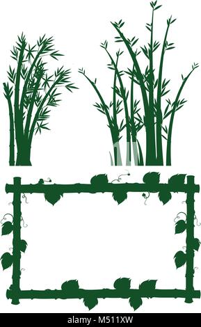 Silhouette frame with bamboo tree illustration Stock Vector