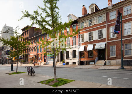 Philadelphia, Pennsylvania, United States - Traditional brick buildings at Walnut Street in Old Town. Stock Photo