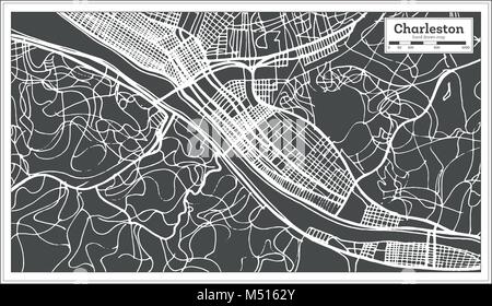 Charleston USA City Map in Retro Style. Outline Map. Vector Illustration. Stock Vector