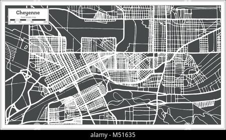 Cheyenne USA City Map in Retro Style. Outline Map. Vector Illustration. Stock Vector