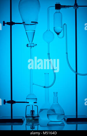 scientific analysis in modern laboratory on blue Stock Photo