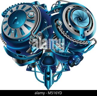 Complex mechanical heart vintage style steam punk. Mechanism in the shape of a heart. Technological concept. A symbol of love. VECTOR Stock Vector