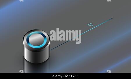 Metallic chrome control knob. VECTOR Stock Vector