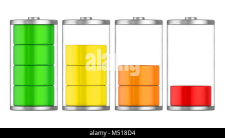 Batteries with Charge Level Isolated Stock Photo