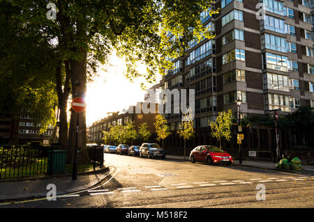 London, ENGLAND - October 25 2017: Cambridge square in London at sunset. LONDON, October 25 2017 Stock Photo