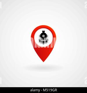 Red Location Icon for Train Station, Vector, Illustration, Eps File Stock Vector