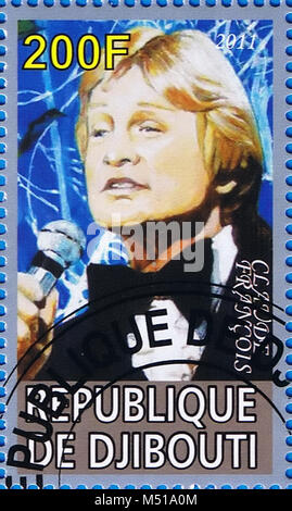 DJIBOUTI - CIRCA 2011: A postage stamp printed in the Republic of Djibouti showing Claude Francois, circa 2011 Stock Photo