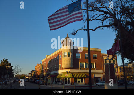 The city park and downtown area at sunset, Paso Robles CA Stock Photo