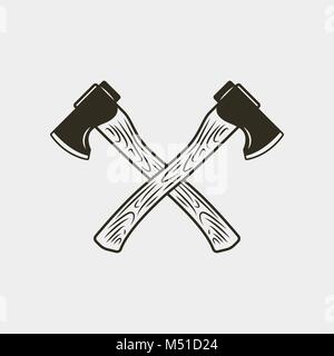 two crossed axes isolated on white background. vector illustration Stock Vector