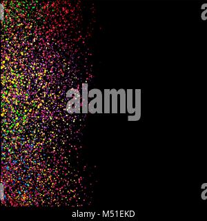 Holi colors greeting card poster banner billboard paper template. Phagwa festival of paints color confetti tinsel sequin design. Fireworks on dark bla Stock Vector