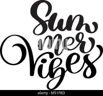 handwriting Summer vibes lettering vector logo illusrtation, Modern Calligraphy lettering on white. Vector illustration stock vector Stock Vector