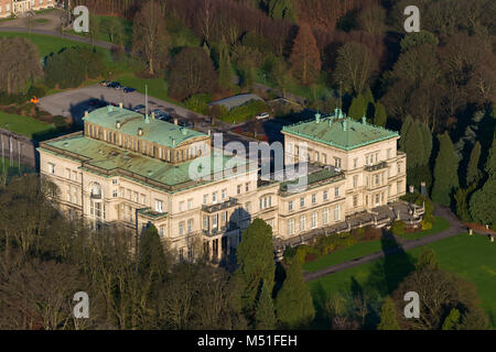 Aerial view, Villa Hügel, former family home of the Krupp family, Essen, Ruhr area, North Rhine-Westphalia, Germany, Europe, Essen, Ruhr area, North R Stock Photo