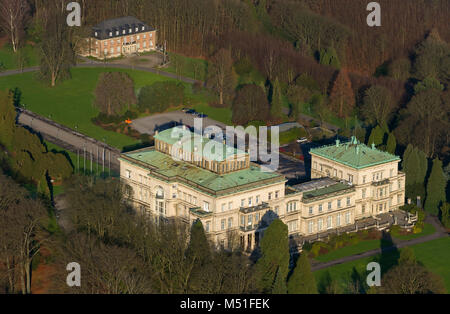 Aerial view, Villa Hügel, former family home of the Krupp family, Essen, Ruhr area, North Rhine-Westphalia, Germany, Europe, Essen, Ruhr area, North R Stock Photo