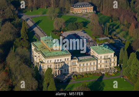 Aerial view, Villa Hügel, former family home of the Krupp family, Essen, Ruhr area, North Rhine-Westphalia, Germany, Europe, Essen, Ruhr area, North R Stock Photo