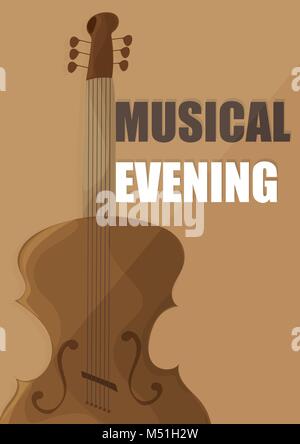 poster for a concert of classical music with violin - brown color Stock Vector