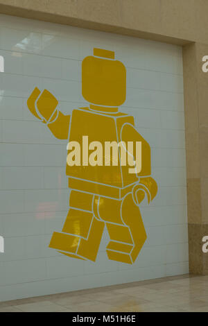 Lifesize large Lego wall painted Icon at Yas Mall Stock Photo