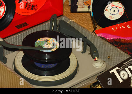 Vinyl disc on a record player Stock Photo