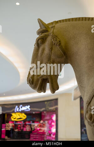 Ceramic Horse Headshot infrnt of Hotel in Yas Mall Abu Dhabi UAE. Stock Photo