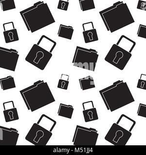 seamless pattern padlock security folder file Stock Vector