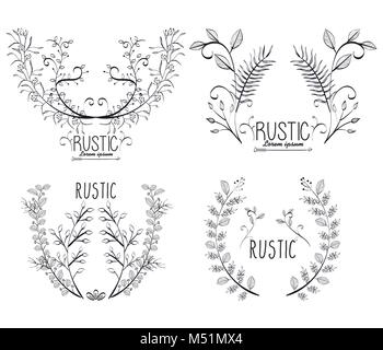 rustic set wreaths icons Stock Vector Image & Art - Alamy