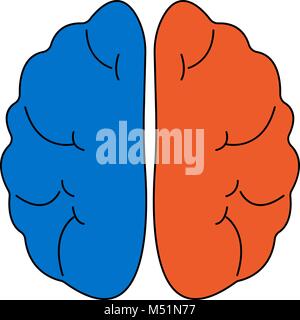 Vector flat color line brain icon Stock Vector