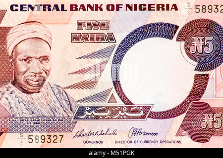 Nigeria Five 5 Naira Bank Note Stock Photo