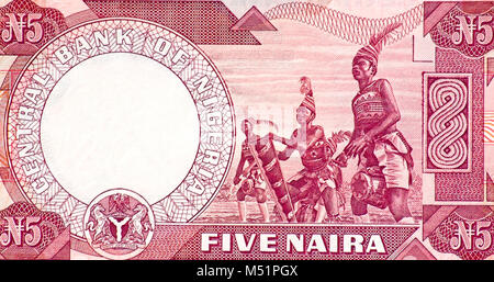 Nigeria Five 5 Naira Bank Note Stock Photo