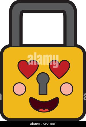 safety lock heart eyes emoji icon image  Stock Vector
