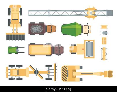 Construction machines - set of modern vector elements Stock Vector
