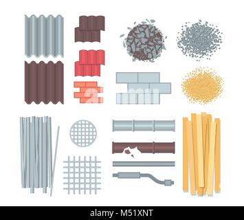 Set of different building materials isolated on white background. Brick ...