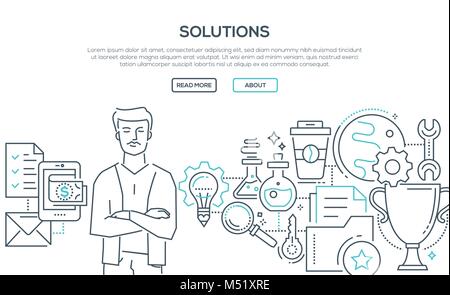Solutions - modern line design style illustration Stock Vector