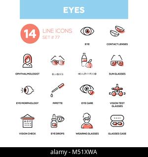 Eyes - line design icons set Stock Vector
