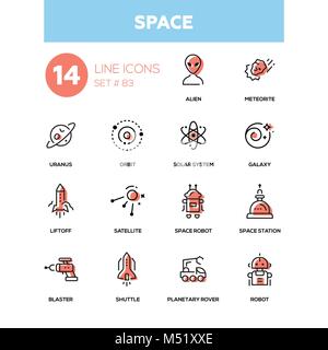 Space concept - line design icons set Stock Vector