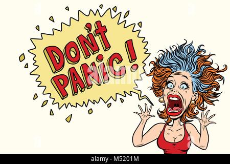 The woman panics and screams in horror Stock Vector