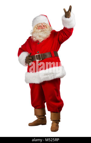 Full Body Shot of Santa Claus with his hands open isolated on white background Stock Photo