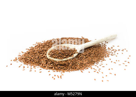 Flax seeds in wooden spoon Stock Photo