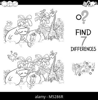 Spot The Difference With Animals Coloring Book Stock Photo - Alamy