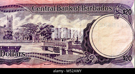 Barbados Twenty 20 Dollar Bank Note Stock Photo