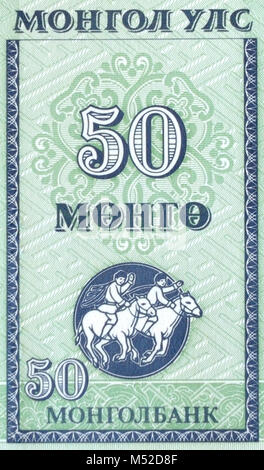 Mongolia Fifty 50 Mongo Bank Note Stock Photo