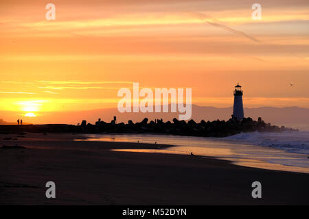 Santa Cruz Breakwater Light (Walton Lighthouse) at sunrise Stock Photo