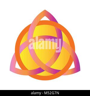 Triquetra ornament made of red, purple and golden colors Stock Vector