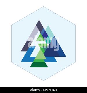 Christmas tree and mountains in abstract form Stock Vector