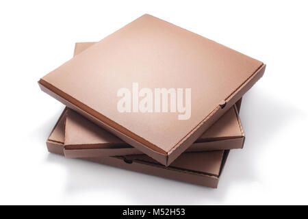 Pizza boxes isolated on white background Stock Photo