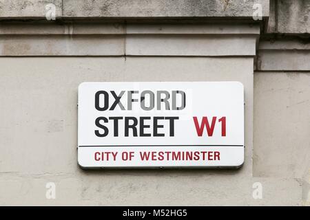 Oxford street sign on a wall in London, United Kingdom Stock Photo