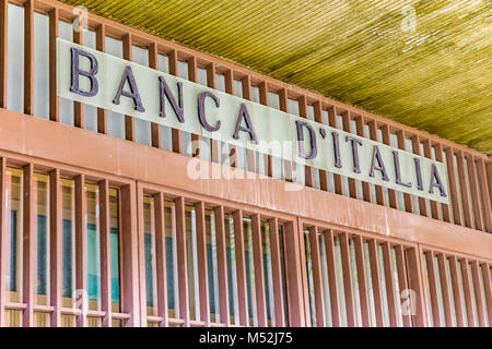 RAVENNA, ITALY - FEBRUARY 15, 2018: The branch of the Bank of Italy in Ravenna ceased its activity in 2009 Stock Photo