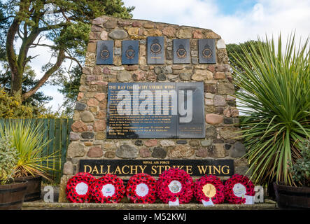 Memorial to RAF Royal Air Force airmen killed in Dallachy Strike Wing, and Black Friday attack in Norway, Bogmuir, Moray, Scotland, Uk