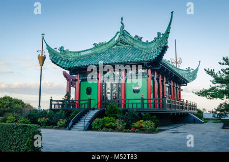 The Chinese Tea House, modeled on 12th century Song Dynasty temples, was added to the landscape at the Marble House in Newport, RI. Stock Photo